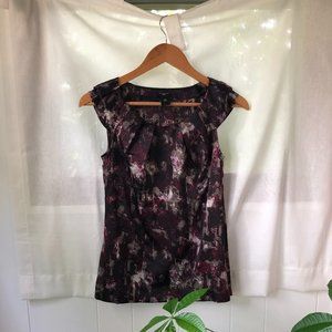 Purple Blouse with Pleated Neckline